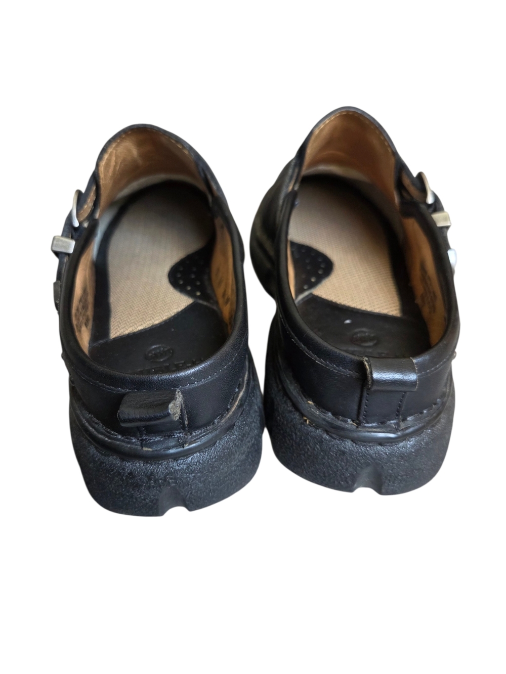 Double H Western Black Leather Double Buckle Clog Mules 9.5 - Picture 6 of 13